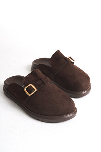 Solo Bag Women's Orthopedic Slippers Closed Front Stainless Buckle Non-Slip Suede Sabo Home Outdoor Slippers