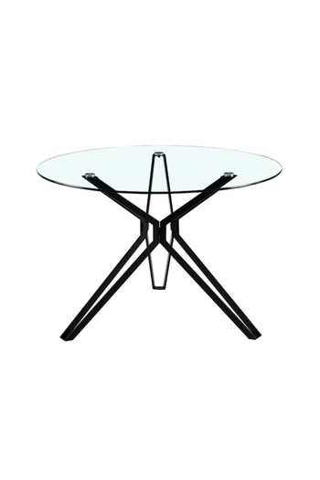 Ha.ro Masă rotundă cu cadru din metal negru și blat din sticlă securizată, grosime 8 mm, diametru 110 cm, 7