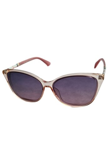 Globalport Retail Ochelari de soare dama, polarizati, Cat Eye, Cadru plastic roz transparent, lentile violet