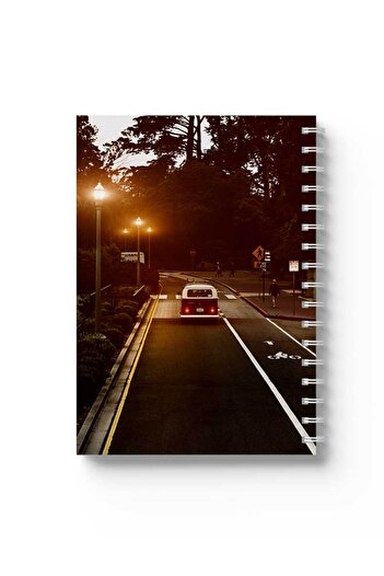 LOWHA Spiral Notebook with Front and Back Hard Covers Featuring Classic Road Design