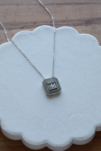 Inure Jewelry Baget Model Zirkon Taşlı Vip Model (Kolye&Küpe&Ayarlanabilir Yüzük) 3'lü Set