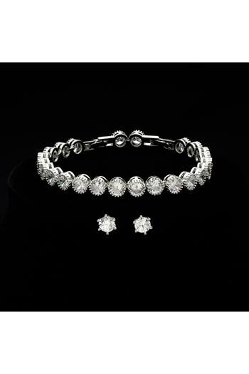 ElectraStore Tennis Splendor Jewelry Set With Silver Earrings