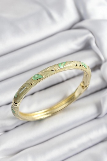 Skygo Mineli Brass Green Leaf Motif Gold Color Women's Handcuffs