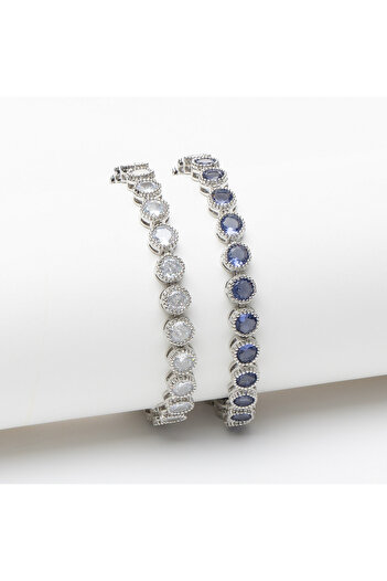 ElectraStore Set of 2 Splendor Bracelets Plated With White Gold