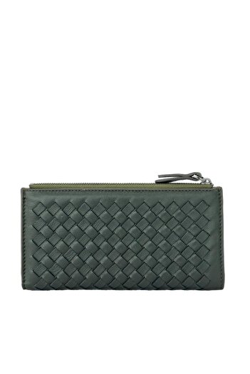 Grande Genuine Leather Women's Wallet Knitted Green 2760