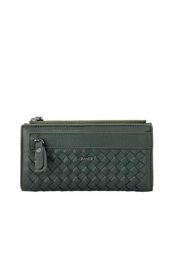 Grande Genuine Leather Women's Wallet Knitted Green 2760