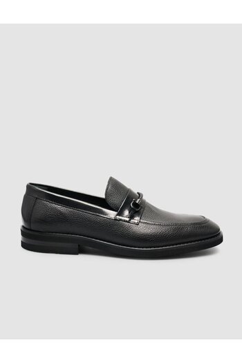 Cabani 100% Genuine Leather Black Buckle Detailed Men's Loafer