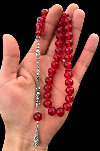 Teta Collection Certified Master Craftsmanship Crimping Red Fire Amber Prayer Beads Gift Wooden Boxed
