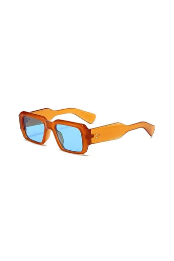 Toz Vintage Zurella Orange Frame Blue Glass Vintage & Retro Unisex Sunglasses
