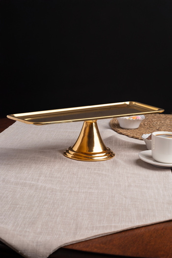 NEWTREND Züccaciye Luxury Rectangular Gold Standing Cake, Pastry, Cookie, Dessert, Catering, Dowry Presentation Serving Stand