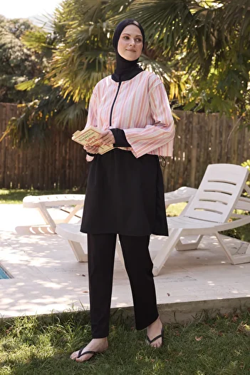 Yefrastore Women's Soft Sunrise Parachute Fabric Full Covered 3-Piece Hijab Swimsuit Set