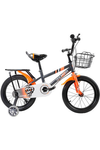 ACTION ONE Children's bicycle 5-7 years old with training wheels Grey Arrow, 16 inch, gray orange