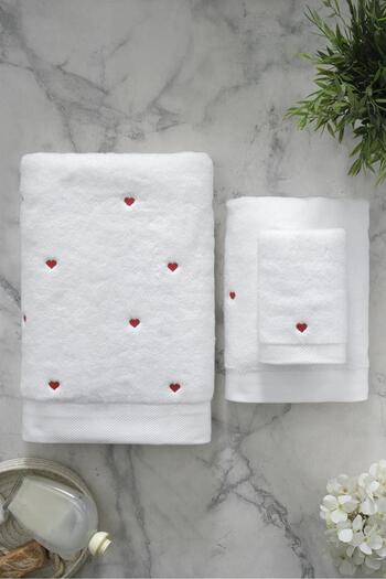 Soft Cotton Soft Cotton 100% Cotton 3-Piece White Embroidered Bath Towel Set 30x50+50x100+85x150 cm