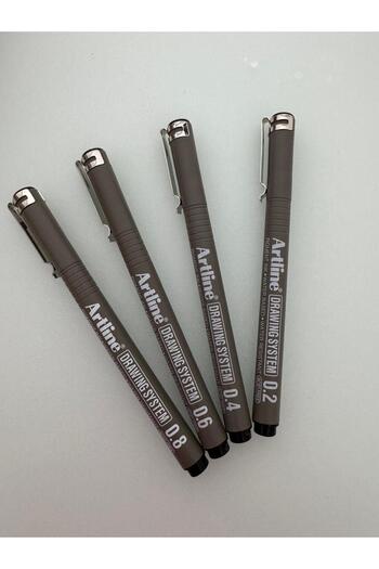 artline Drawing Pen 0.2 - 0.4 - 0.6 - 0.8 mm Black (4 Pcs)