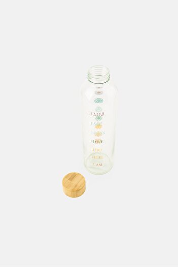 Muy Mucho Water Bottle With Graphic Print Glass 720 ml, Transparent