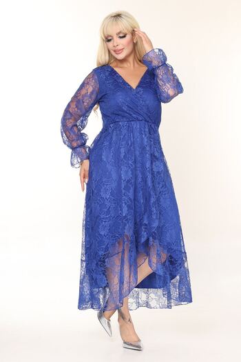 modayız Royal Blue Lace Long Evening Dress |   Stylish Choice for Special Occasions 45B-2687