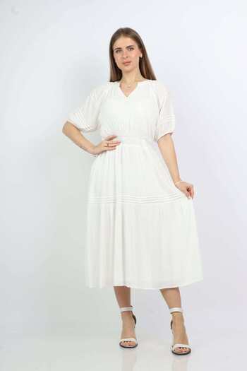 Nichii Short Sleeve Midi Dress with Waist