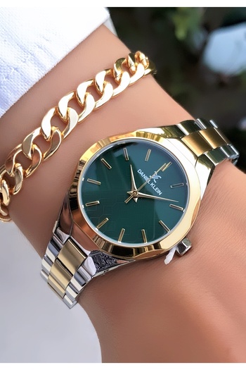 Daniel Klein Original Invoiced 2 Years Warranty 3Atm Waterproof Gold Green Color Women's Watch Bracelet Gift