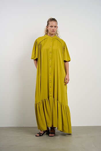 HANIQA Women's Plus Size Long Dress - Fat Green |   3233