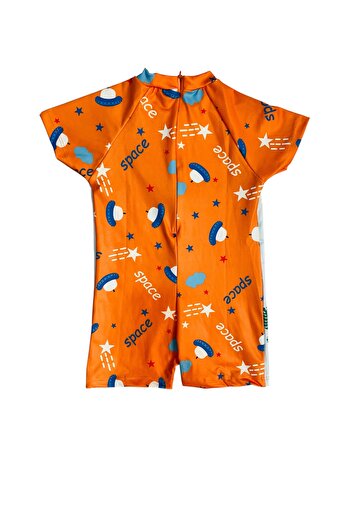 YUMİYUMM Boy's Orange Lion Jumpsuit Swimsuit