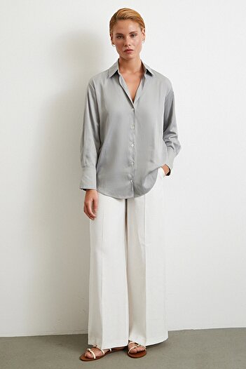 Never more Diagonal Pattern Shirt Gray