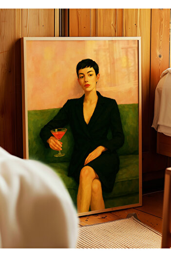 ARTHOUSECOLLECTIVE Martini Mood Poster - Martini and Woman Portrait – Unframed Poster