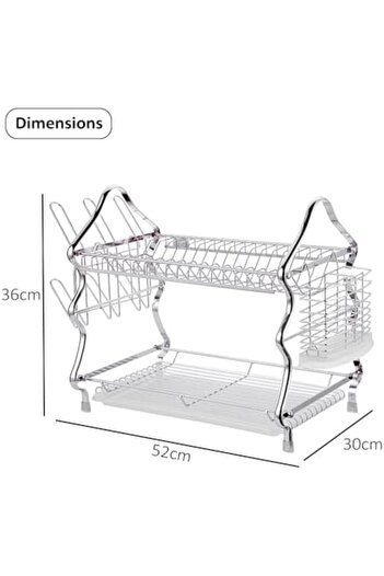 Hexar ® 2 Tier Dish Drying Rack with Drainboard, Premium Steel Dishracks for Kitchen Counter, Dish O