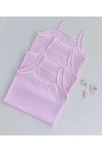 siyalife Ribbed Soft Flexible Fabric Pink 3-Piece Children's Undershirt