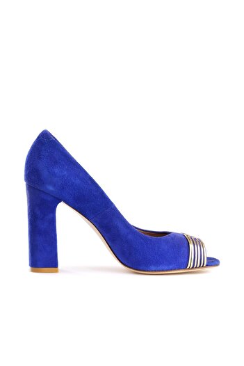 Deriderim Saks Blue Gold Λεπτομερή γνήσια σουέτ παπούτσια με τακούνι