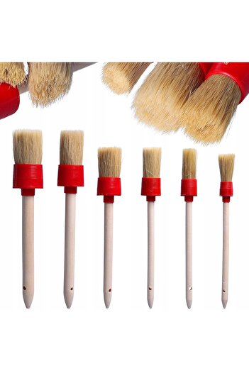 Rosfix Zestaw pędzli okrągłych pierścieniowych 6 sztuk 20-45 mm naturalna szczecina różne szerokości