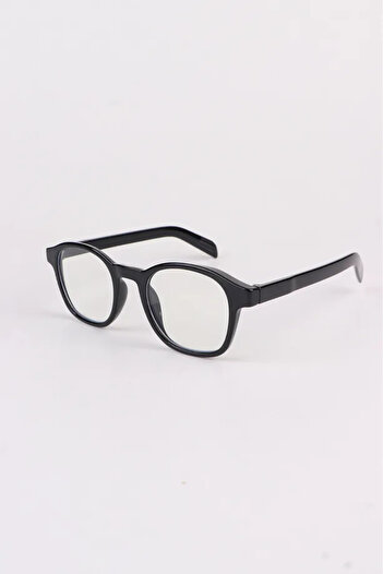 MACERATİ Hoani Unisex Black Oval Frame Blue Block Clear Glass Uv400 Glasses