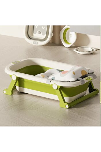 Little Mom Little Mom Green Lux foldable baby bathtub, modern design, with built-in thermometer with digital display