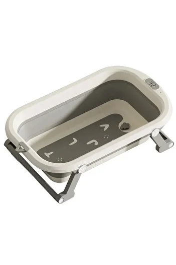 Little Mom Little Mom Grey Lux foldable baby bathtub, modern design, with built-in thermometer with dig display
