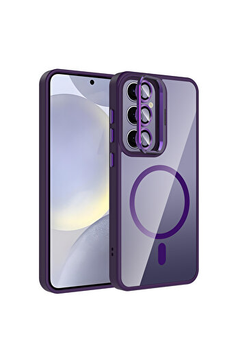 Nezih Case Samsung Galaxy S24 Plus Uyumlu Standlı ve Kamera Lens Hediyeli Magsafeli Kapak Kılıf