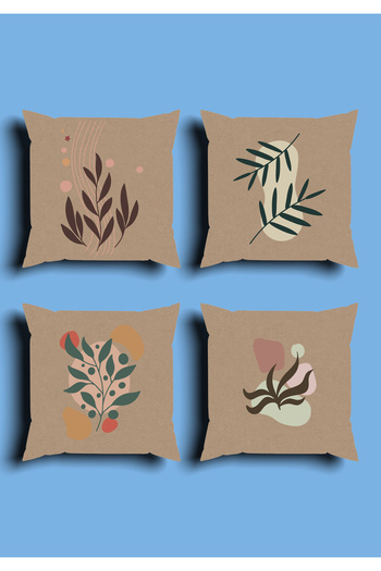 GREENDECOR Bohemian Geometric Line Shapes Special Design 4 Pcs. Double Side Printed Throw Pillow Cover and 1 Pcs. Runner