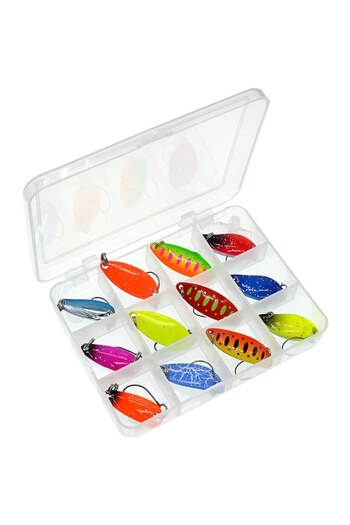 FISHINGBOX MAKE FISHING BETTER Set artificial baits FISHINGBOX MAKE FISHING BETTER, metallic shiny spoons for predatory fish, spinn