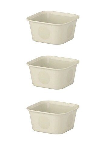 Qerhome Beige Color Box, Drawer Organizer, Desktop Organizer, Organizer, 10X10X5 cm (3 Pcs)