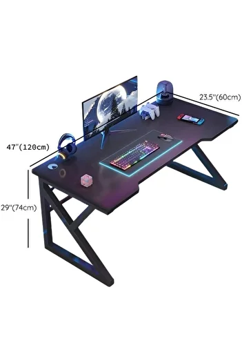 AGD Modern Black Computer Desk 120cm x 60cm for Bedroom Long Gaming Desk Home Office Study Writing D