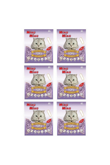 MIAU MIAU Pachet 6 x Nisip pentru pisici MIAU MIAU Tofu LAVANDA 6L