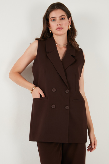 Lela Oversize Fit Mono γιακά Αμάνικο μπουφάν με κουμπιά Γιλέκο Γιλέκο 6521177