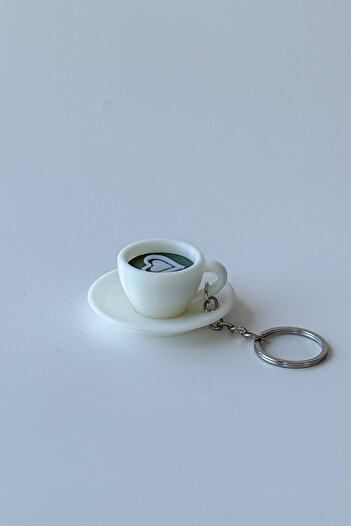 sin istanbul Matcha Latte Cup Silver Chain Keychain