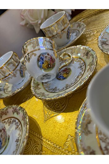 thun Esterhomedecor Set of 6 Czechoslovak Porcelain Fragonard Coffee Cups