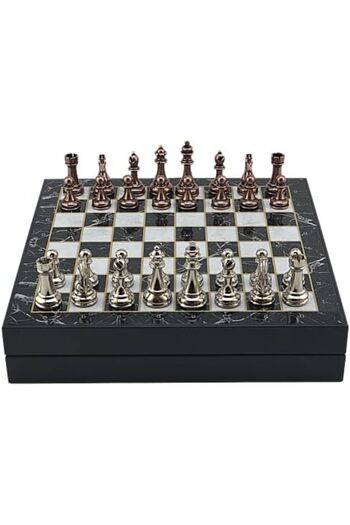 STOREMAX Polysight Large Size Metal Classic Chess Tk. And Marble Patterned Mdf Board with Storage Box (36X36 Cm.) Trend
