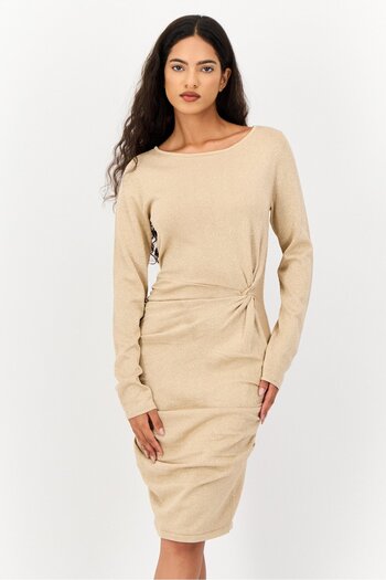 MOHITO Women Metallic Midi Dress, Khaki