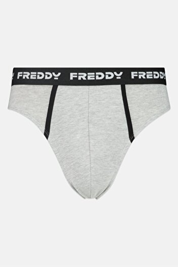 FREDDY ملابس داخلية رجالية بشعار العلامة التجارية، رمادي