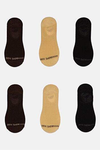 Ben Sherman Men 6 Pairs Brand Logo Silicone Heel Socks, Multicolor