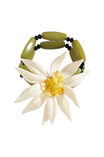Choice Bracelet Vedawas Flower Bead Necklace,Vintage Cute Handmade Double Deck Rice Bead Flower Lotus Root