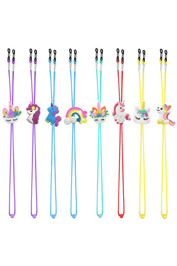 Choice MULTI 8PCS Kids Glasses Strap Unicorn Rainbow Adjuster Stretchy Eyeglass Strap for Girls Boys