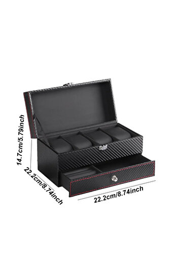 Choice Black 4 And 2 Leather Multi-Purpose Home Storage Box Small Objects Organizer Watch Case Glasses Stor