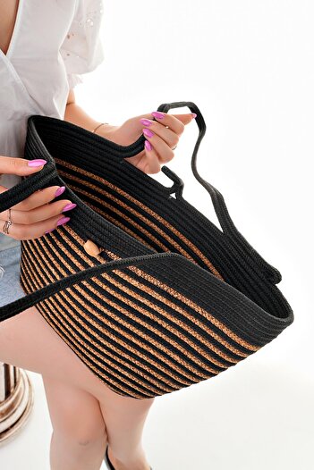 Aymood Women's Straw Bag Hand Braided Jute Straw Shoulder Beach Bag